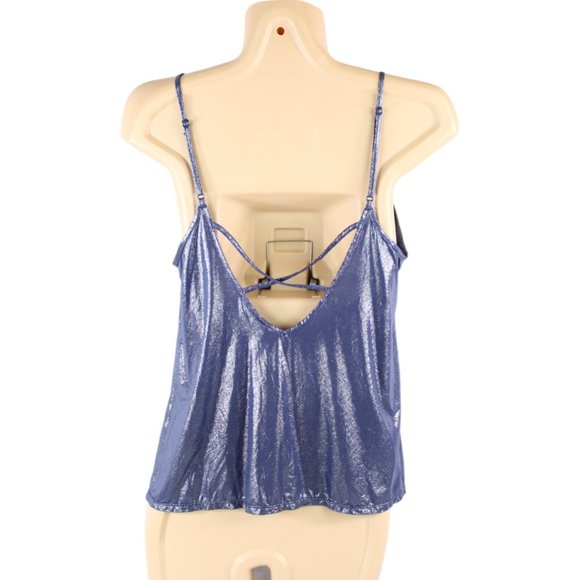 Victoria's Secret Camisole Small Metallic Blue with Sheer Trim Adjustable CA305 - Picture 5 of 9